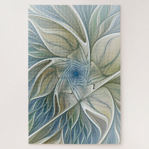 Puzzle Floral Dream Motif Abstrait Blue Khaki Fractal