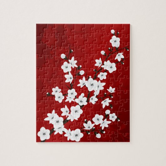 Puzzle Floral Fleur Rouge Et Blanc De Cerisier (Vertical)