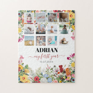 Puzzle Floral Garden Baby First Year Photo Collage