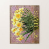 Puzzle Floral Jaune Daffodil Fleurs de printemps Monogram (Vertical)