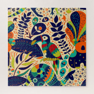 Puzzle Floral Jaune : Papier peint Tropical