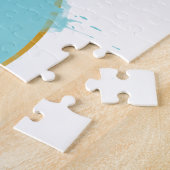 Puzzle Floral Lotus Aquarelle Mer Bleu & Faux Or (Côté)