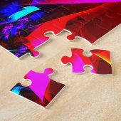 Puzzle Floral moderne Art Abstrait Rouge Bleu Motif #07 (Côté)