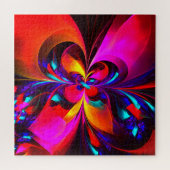 Puzzle Floral moderne Art Abstrait Rouge Bleu Motif #07 (Horizontal)