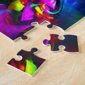 Puzzle Floral moderne Art Abstrait Rouge Bleu Motif #15 (Côté)