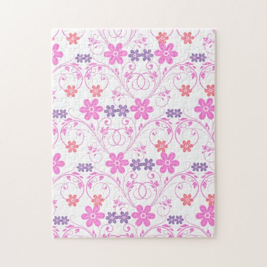 Puzzle Floral moderne violet rose (Vertical)