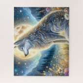 Puzzle Floral Moon Wolf Moon (Vertical)