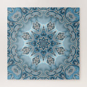 Puzzle floral orange bleu (Horizontal)