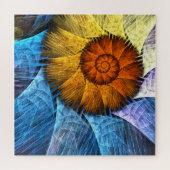 Puzzle Floral Orange Bleu Jaune Art Abstrait (Horizontal)