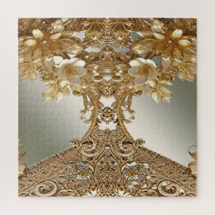 Puzzle floral orné d'or moderne
