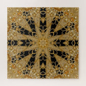 Puzzle floral orné d'or noir (Horizontal)