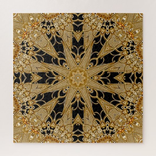 Puzzle floral orné d'or noir (Vertical)