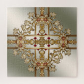 Puzzle floral orné or (Horizontal)