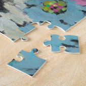 Puzzle Floral rose et bleu graphique (Côté)