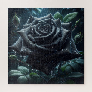 Puzzle Floral Rose noir