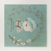 Puzzle Floral Teddy Bear Nom du Casquette Faire-part de n (Horizontal)