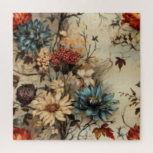 Puzzle Floral Thanksgiving Motif Vintage (11)