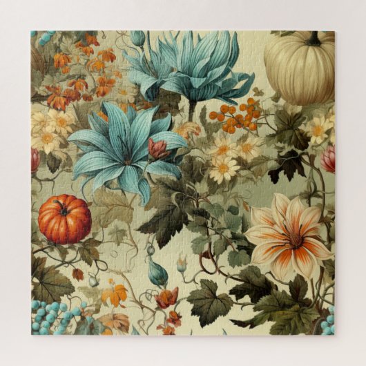 Puzzle Floral Thanksgiving Motif Vintage (5) (Vertical)