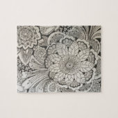 Puzzle Floral tiré par la main noir et blanc (Horizontal)