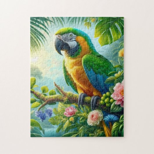 Puzzle Floral tropical macaw vert (Vertical)
