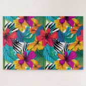 Puzzle Flore d'aquarelle tropicale lunaire (Horizontal)