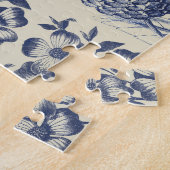 Puzzle Flore d'impression florale de fleurs bleues antiqu (Côté)