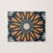 Puzzle Flore Kaleidoscope Art Mosaïque Orange Noir Blanc (Horizontal)