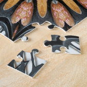 Puzzle Flore Kaleidoscope Art Mosaïque Orange Noir Blanc (Côté)