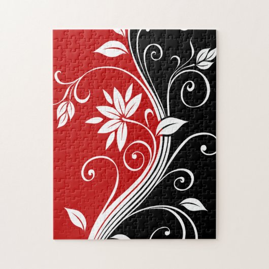Puzzle Flore rouge blanc et noire (Vertical)