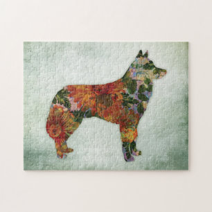 Puzzle Flore Sibérienne Husky Chien Sur Vert