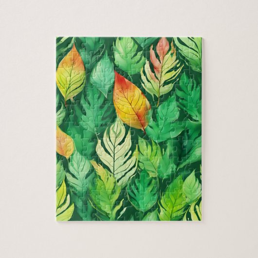 Puzzle Flore Verte Avec Feuilles Colorés (Vertical)