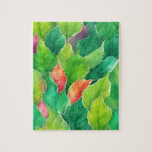 Puzzle Flore Verte Avec Feuilles D'Automne
