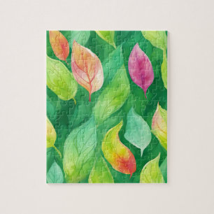 Puzzle Flore Verte Avec Feuilles D'Automne
