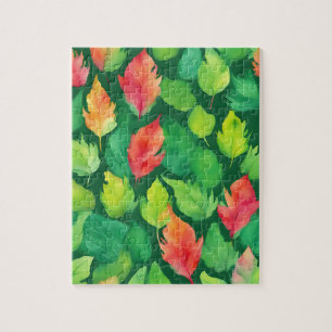 Puzzle Flore Verte Avec Feuilles D'Automne