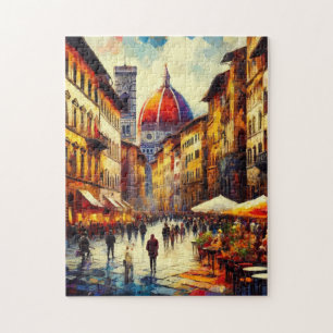 Puzzle Florence, Italie Rue avec Duomo Peinture