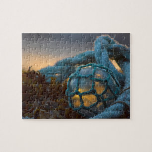 Puzzle Flotteur de pêche en verre, Coucher de soleil, Ala