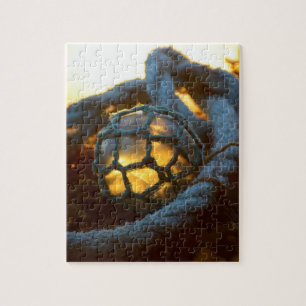 Puzzle Flotteur en verre brille au coucher du soleil, Ala