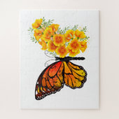 Puzzle Flower Butterfly with Yellow California Poppy (Vertical)