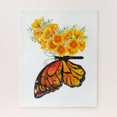 Puzzle Flower Butterfly with Yellow California Poppy (Vertical)