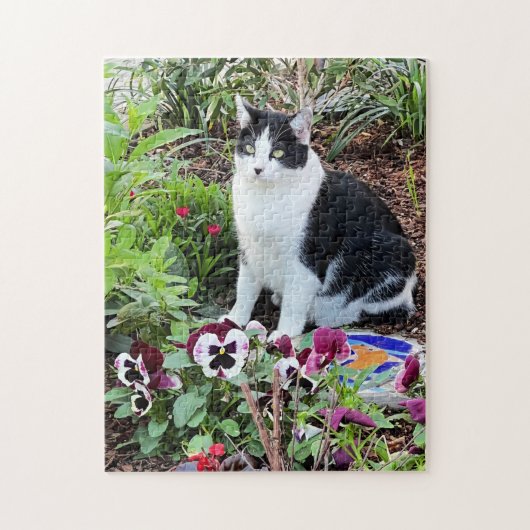 Puzzle Flower Child ! Cute Chat dans le jardin (Vertical)