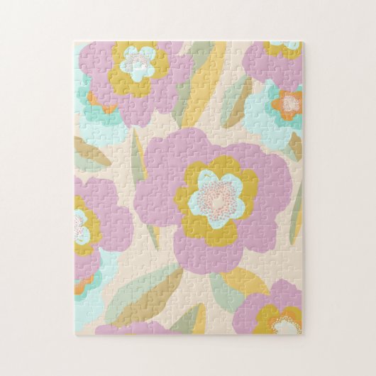Puzzle Flowers abstrait | Pastel Lilac Floral Pattern (Vertical)
