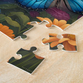 Puzzle Fluffy Chat assis dans un champ de fleurs (Côté)