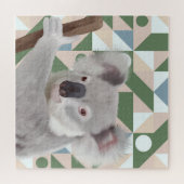 Puzzle Fluffy Koala Green Arrière - plan géométrique (Horizontal)