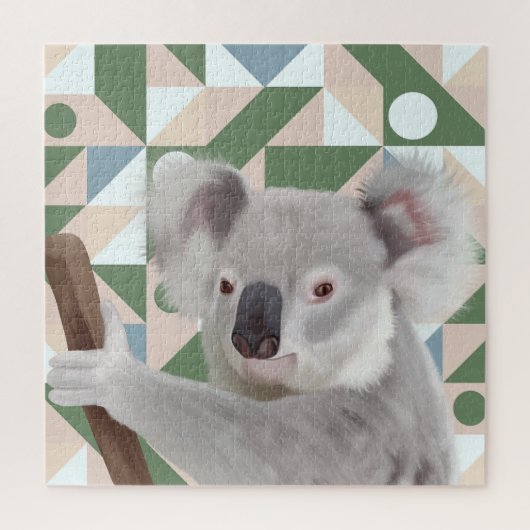 Puzzle Fluffy Koala Green Arrière - plan géométrique (Vertical)