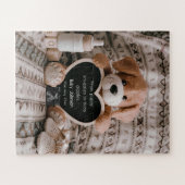 Puzzle Fluffy Puppy Baby boy et faire-part de grossesse (Horizontal)