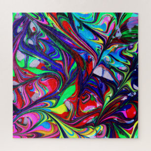 Puzzle Flux de peinture arc-en-ciel Abstrait hypnotique