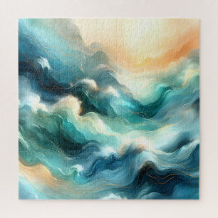 Puzzle Flux d'océan doré Vagues abstraites