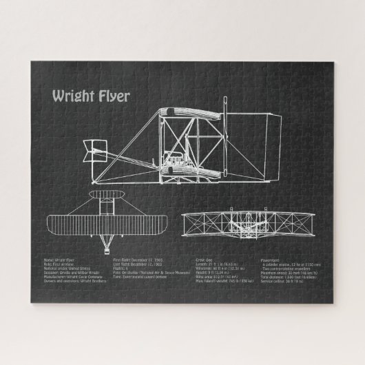 Puzzle Flyer Wright - Plan de dessin du plan d'avion (Horizontal)