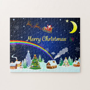 Puzzle Flying Santa Claus with Crescent Moon