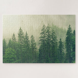 Puzzle Foggy vert Pine Trees Nature Photo